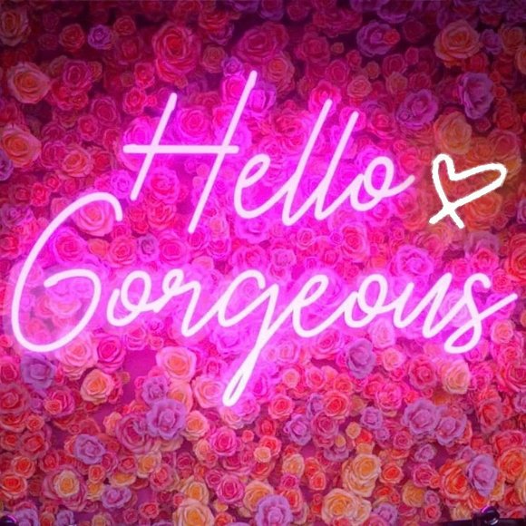 Hello Gorgeous Pink White Neon Sign for Bedroom Makeup Vanity Wall - NEW IN BOX - Picture 3 of 5
